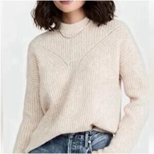 Madewell Belfiore Ribbed Pullover Wool Blend Sweater Size XL Beige Heathered